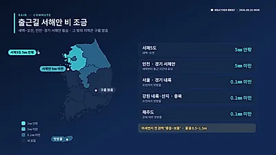 [오늘 날씨] 출근길 서해안 비…낮 최고 29도, 일교차 10~15도